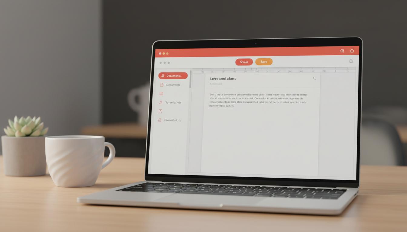 WPS Office 在笔记本电脑上运行，展示现代化文档编辑界面