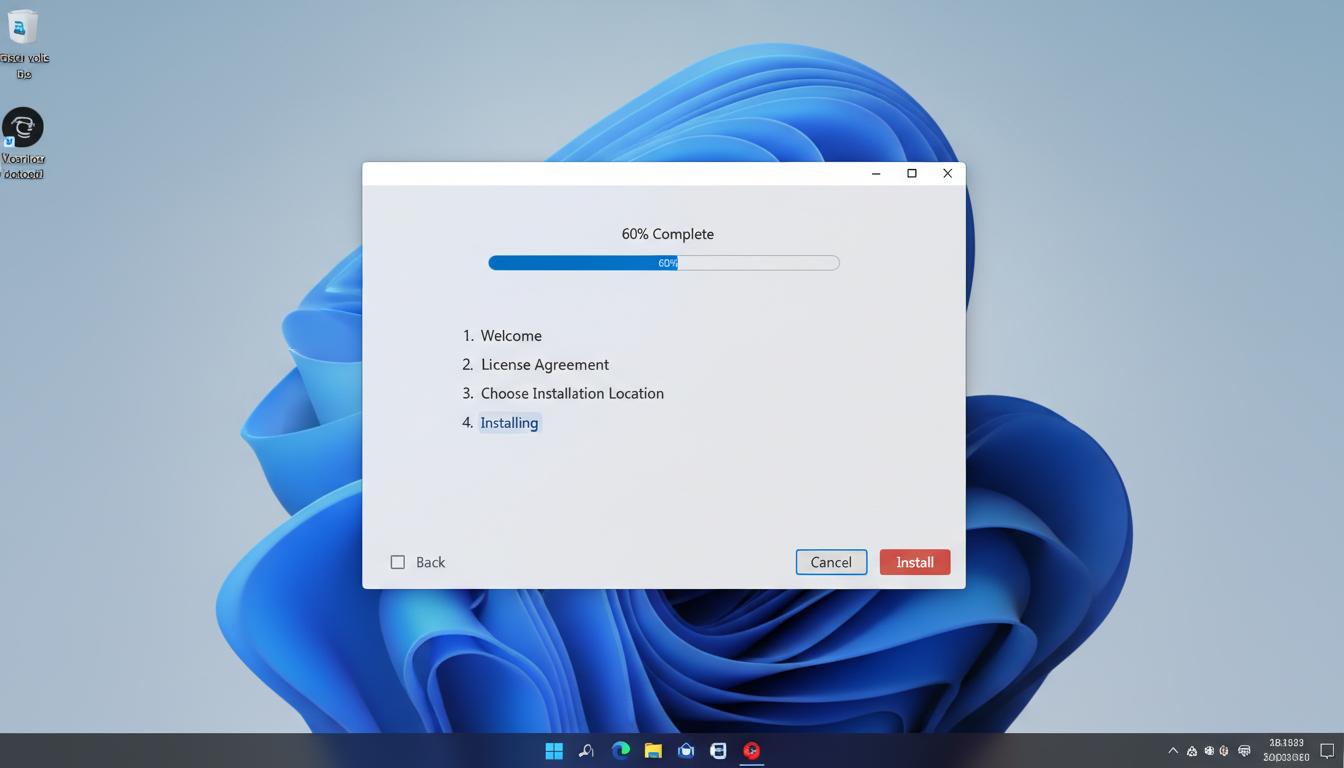 Windows 安装向导正在下载进度界面